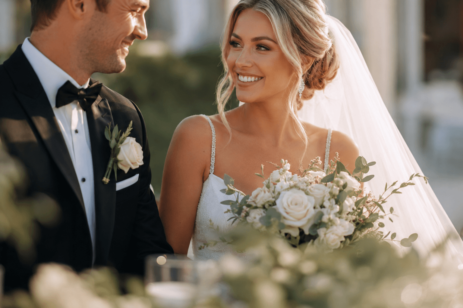 A couple celebrating their wedding day